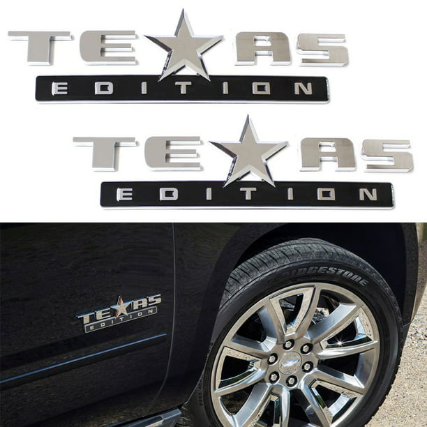 2x Texas Edition Silver Chrome Emblem Logo Chevrolet Silverado GMC Sierra 5cm